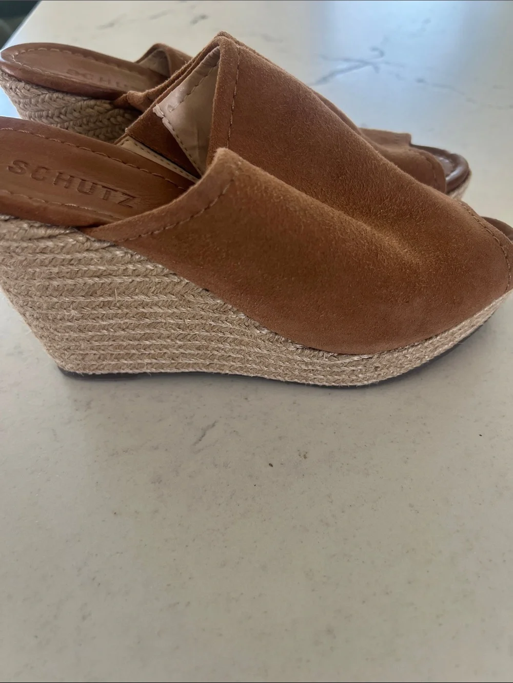 SCHUTZ Brown Suede Espadrille Wedge Mules size 8. New!! So cute